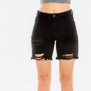 Run Down Black Distressed Hem Shorts Size S NWT